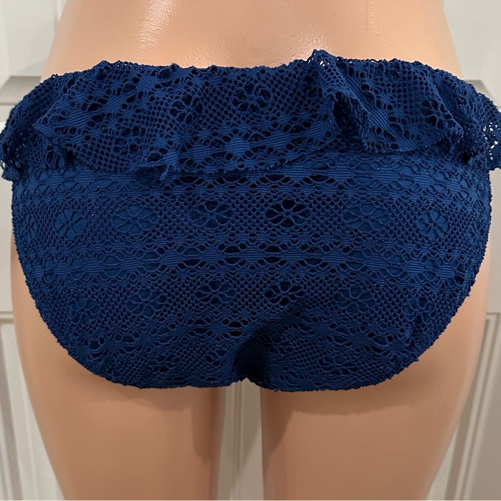 Ralph Lauren Blue Crocheted Ruffle Bikini Bottom Women’s Large